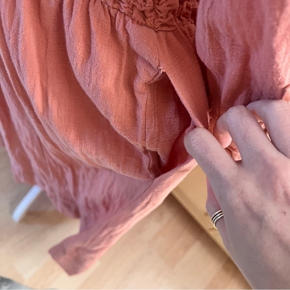 FREE PEOPLE Monika Peach Shirt Midi Drop Waist Dress Size Small - Picture 10 of 12